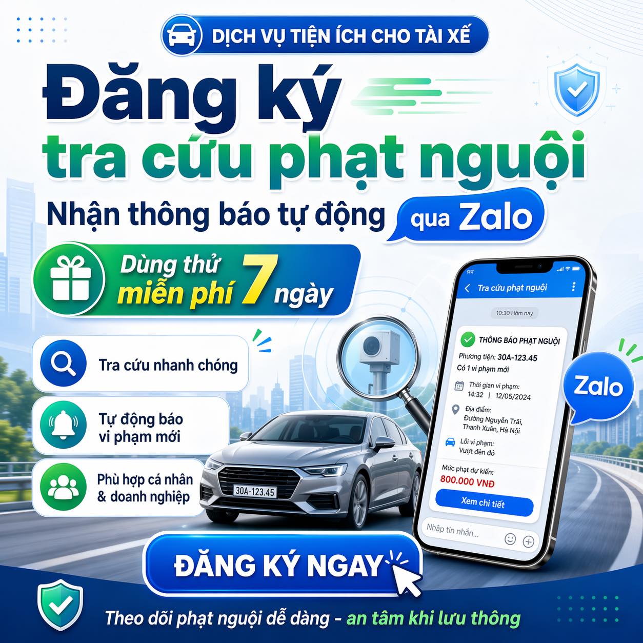 Thông Báo Phạt Nguội Tự Động Qua Zalo